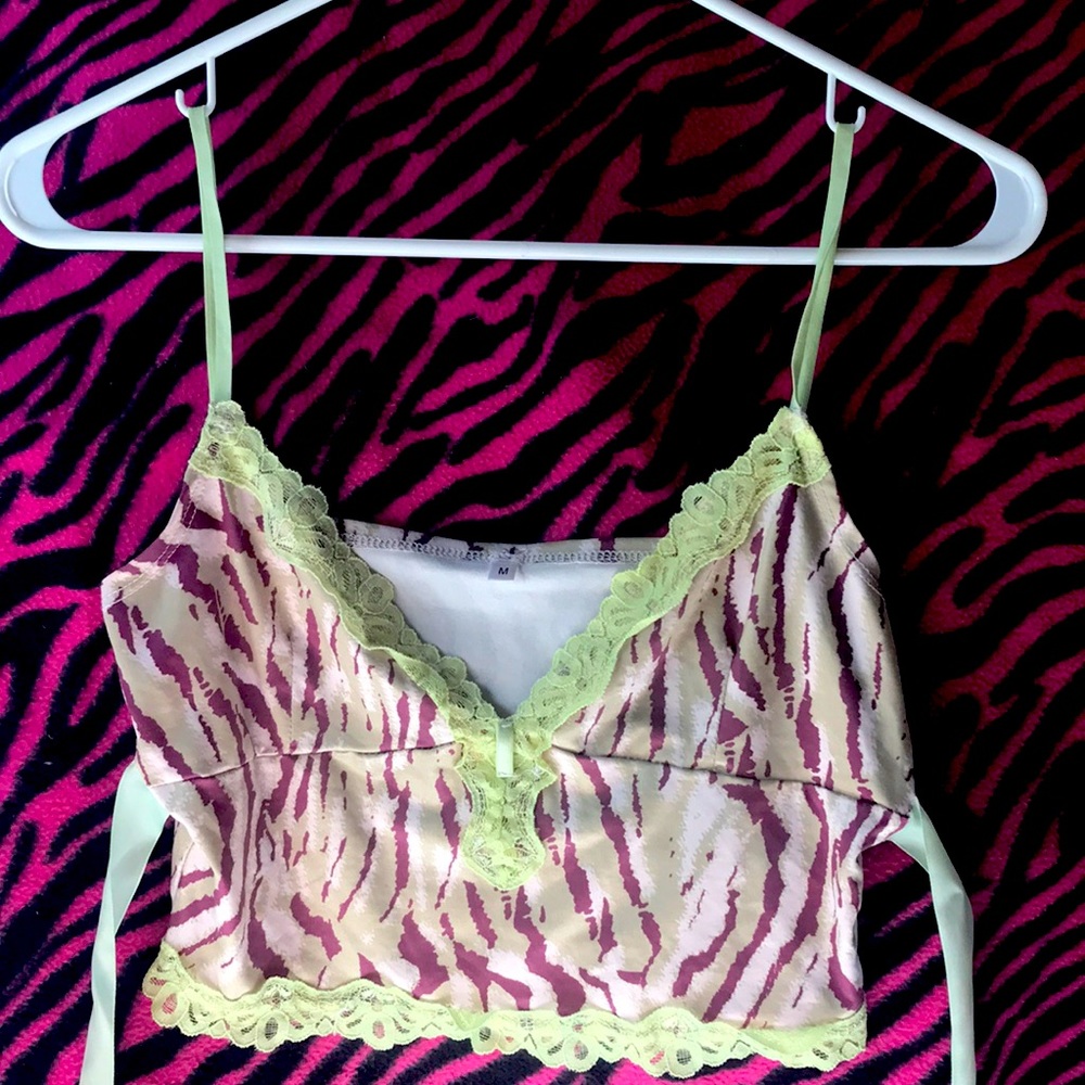 Zebra print tank top with ribbon belt
